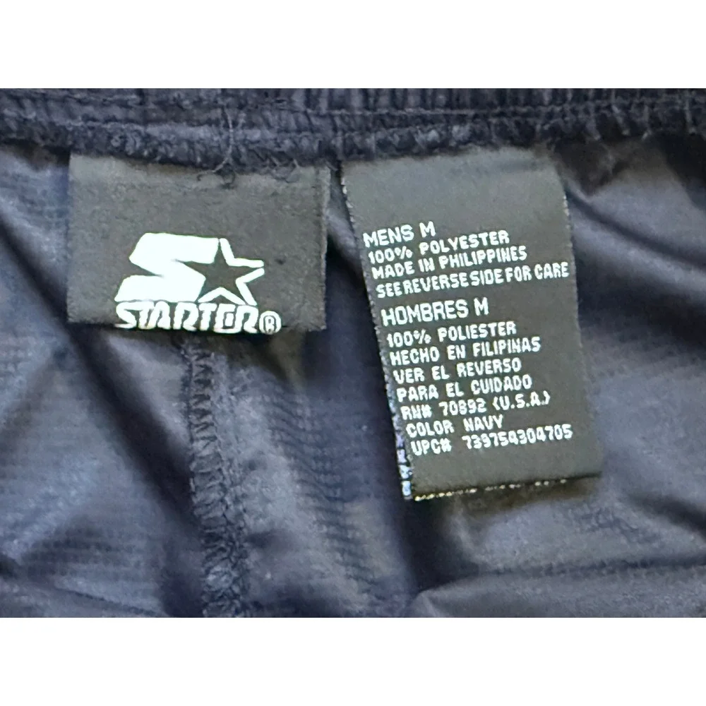 Starter Track Pants Mens Medium Navy Blue Ripstop Zipper Leg 1971 Logo Joggers - Picture 7 of 8
